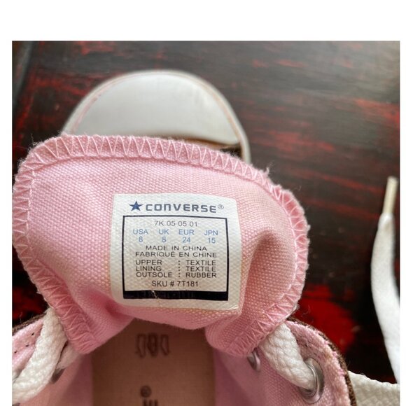 TODDLER, KIDS HI-TOP CONVERSE PINK & BROWN SIZE 8 SNEAKER RUNNING SHOE 🤍 - Picture 3 of 5